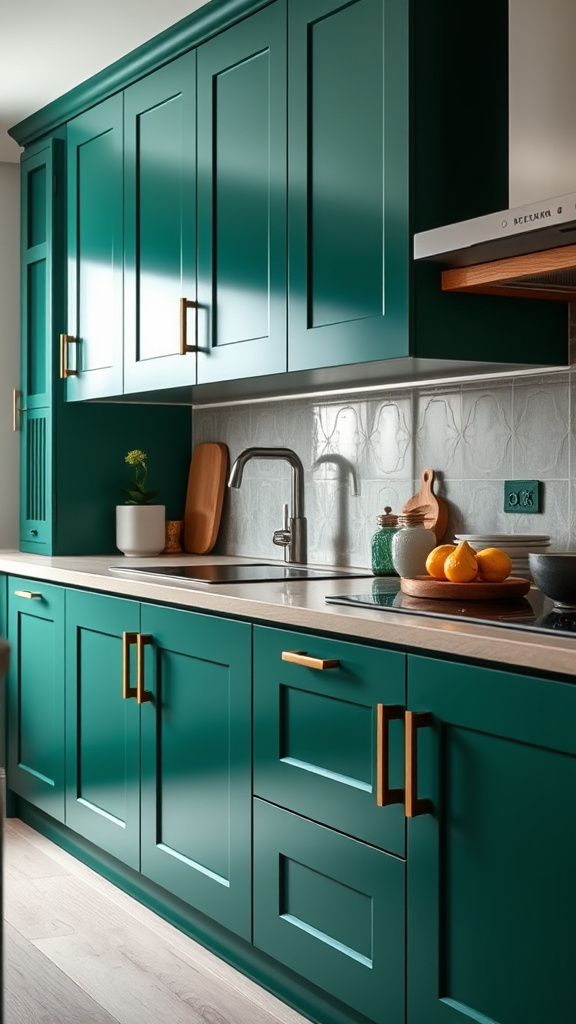 1. Emerald Elegance: Green Kitchen Cabinets