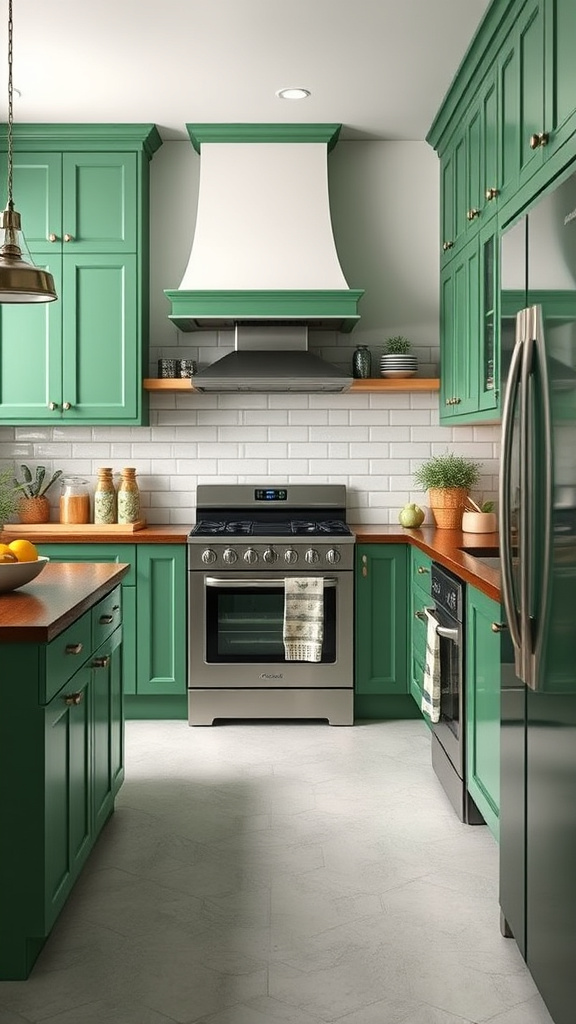 13. Retro Revival: Green Kitchen Cabinets