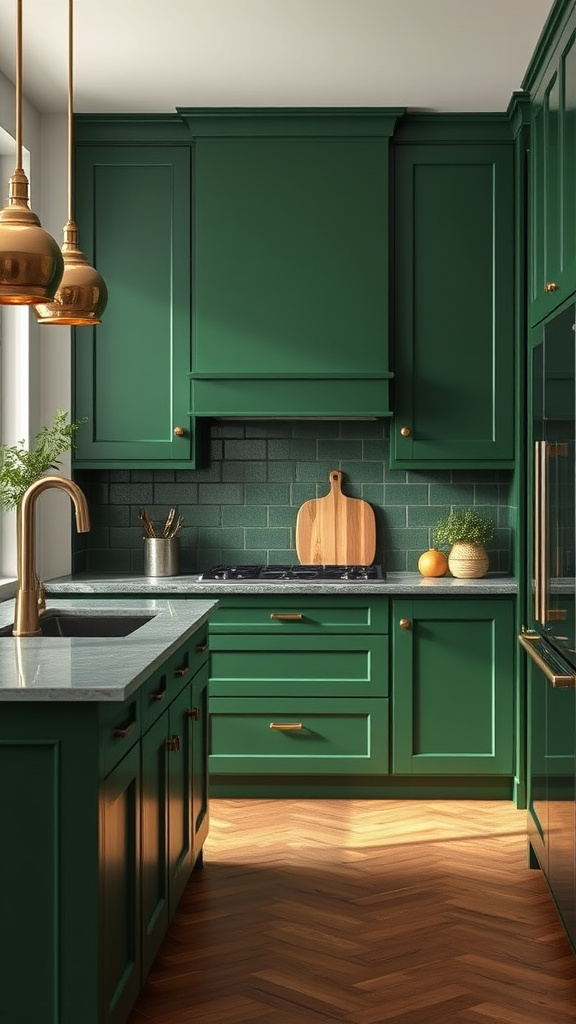 4. Bold Forest Green Cabinetry