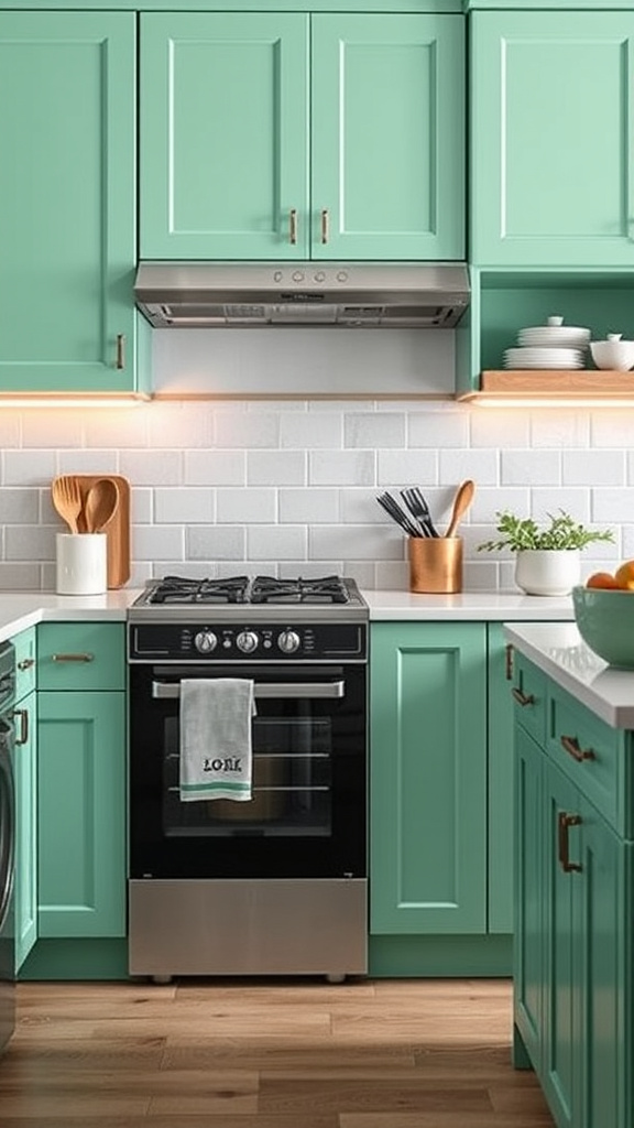 5. Minty Fresh: Kitchen Cabinet Transformation