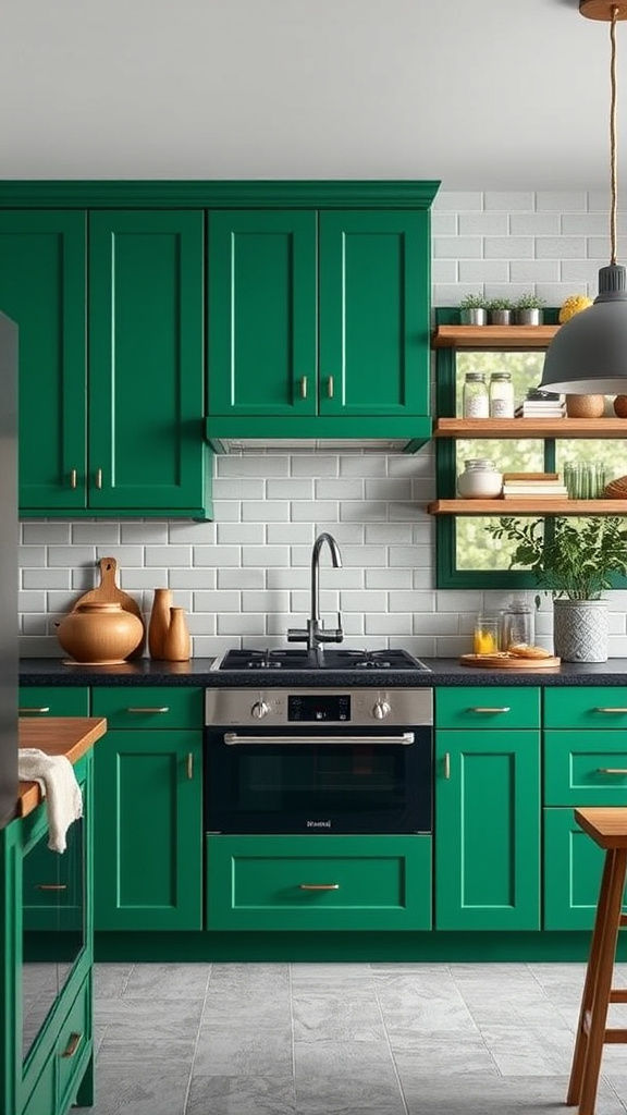 6. Sleek Green Cabinets for Kitchens