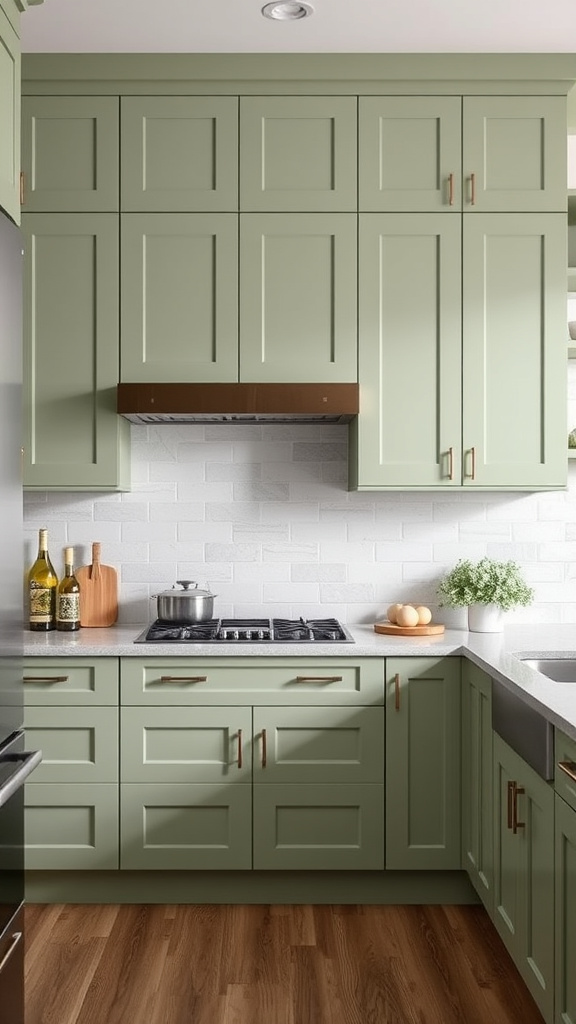 7. Vibrant Sage Cabinets: Contemporary Vibe