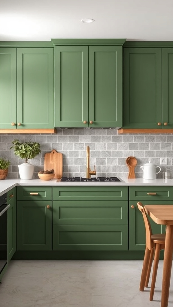 9. Timeless Green: Kitchen Cabinet Upgrade