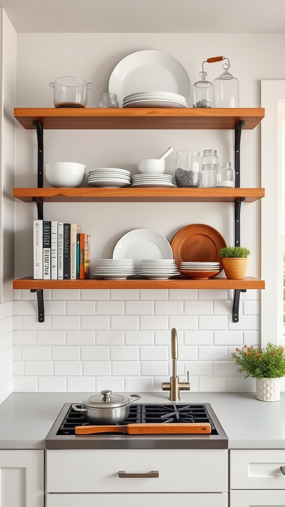 13. Elegant Open Shelving