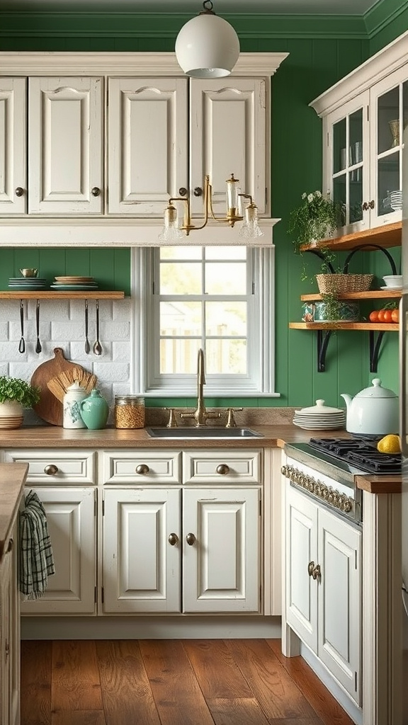 14. Vintage Green and White Appeal