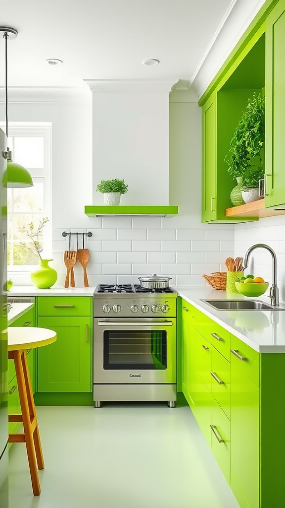 7. Bright Green Accents with White