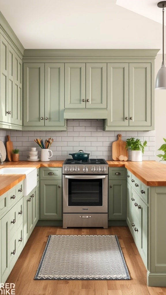 14. Sage Cabinets and Butcher Block Counters