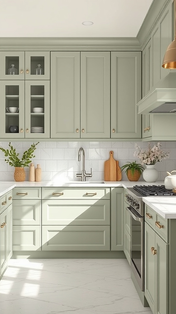 3. Serene Sage Kitchen Designs