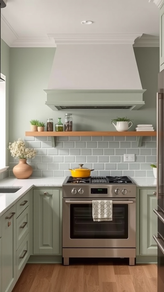 8. Sage Hues for Bright Kitchens