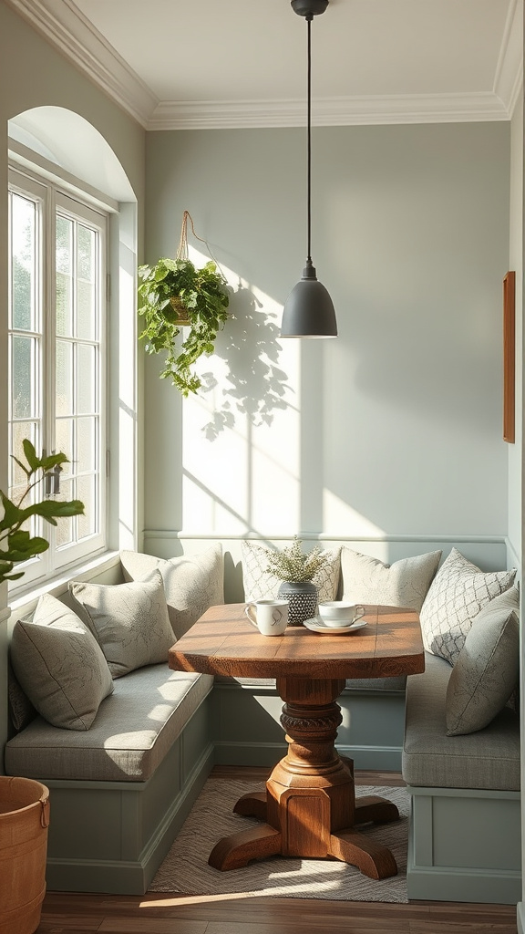 7. Cozy Sage Breakfast Nooks