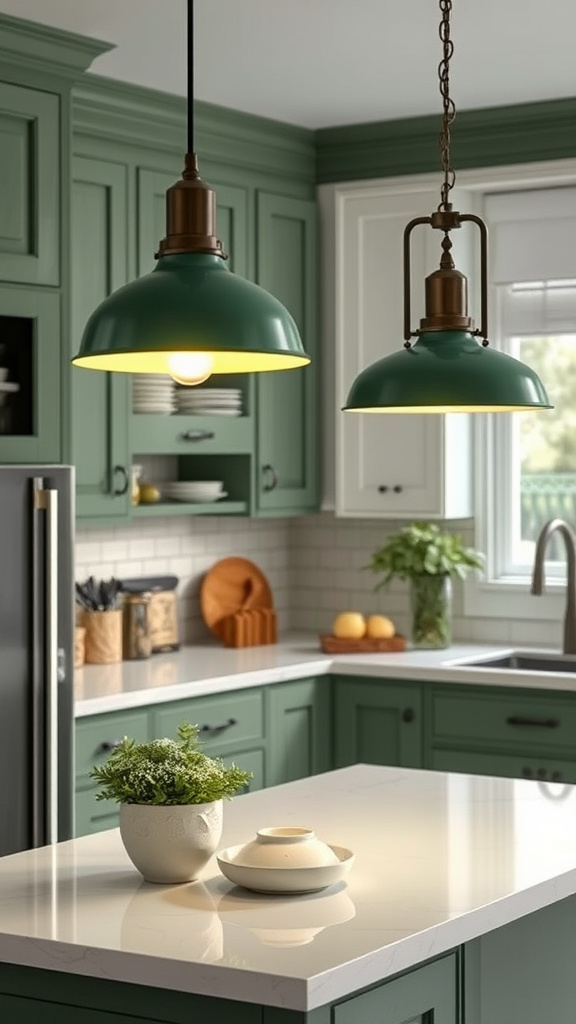 23. Radiant Olive Green Lighting Fixtures