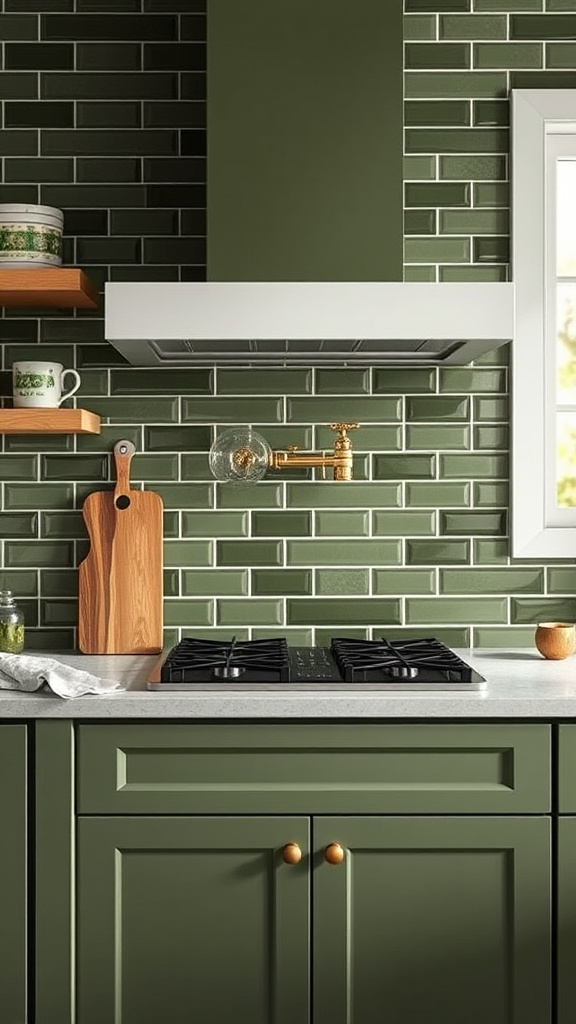 3. Chic Olive Green Backsplash Ideas