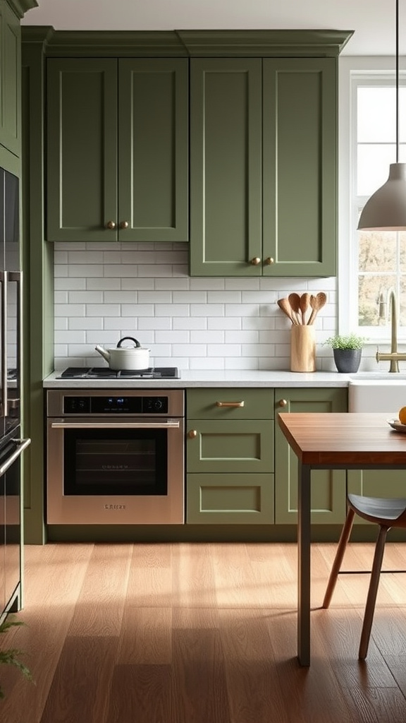 4. Refresh with Olive Green Cabinets