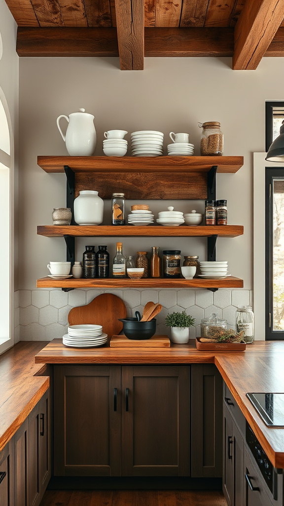 5. Reclaimed Wood Shelving Wonders