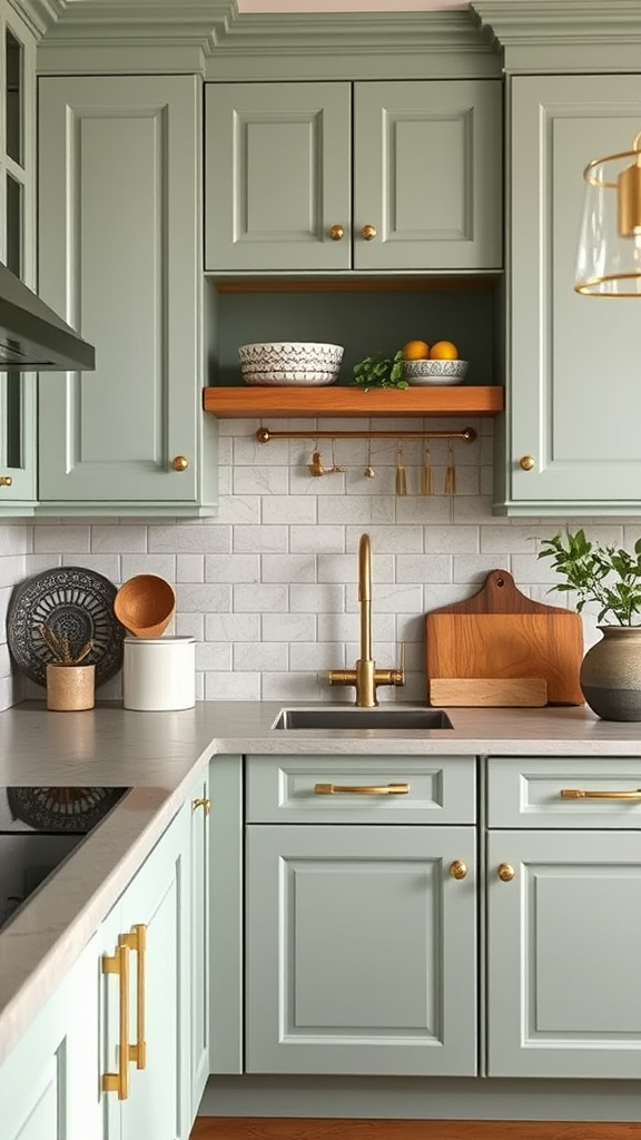 1. Serene Sage Green Cabinets